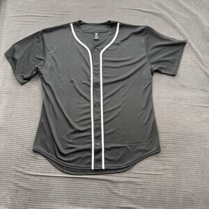 YoungLA Baseball Jersey Men 2XL Black Polyester Button Down Short Sleeve.